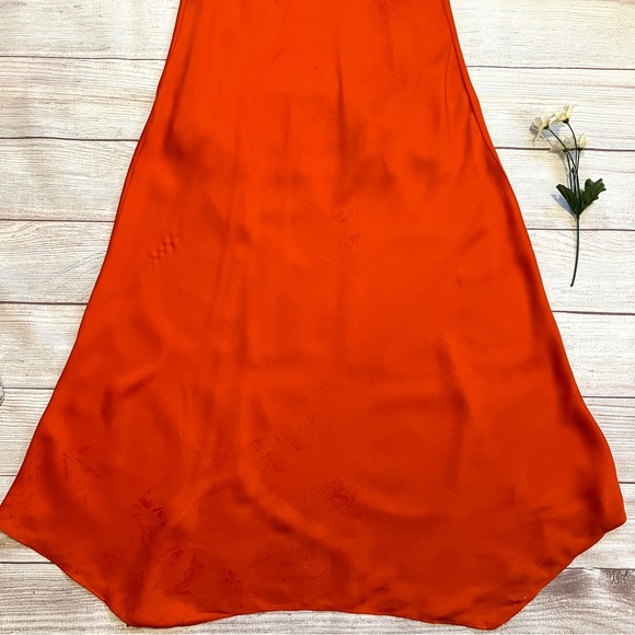 EXPRESS Satin Cowl Neck Asymmetrical Hem Maxi Slip Dress - Picture 10 of 16